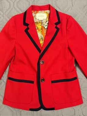Gucci Kids Red Blazer with Navy Trim Sz 8